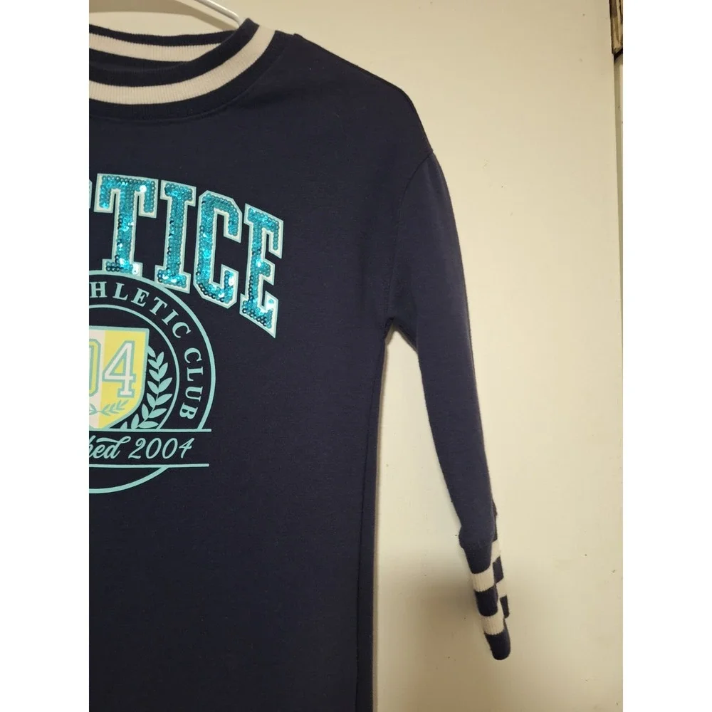 Justice Girls XS 5/6 Navy Blue Sequin Athletic Club 04 Sweater Dress Tunic Top